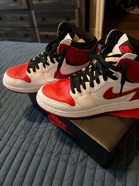 Nike Red White Black High-Top Sneakers-Size 7y